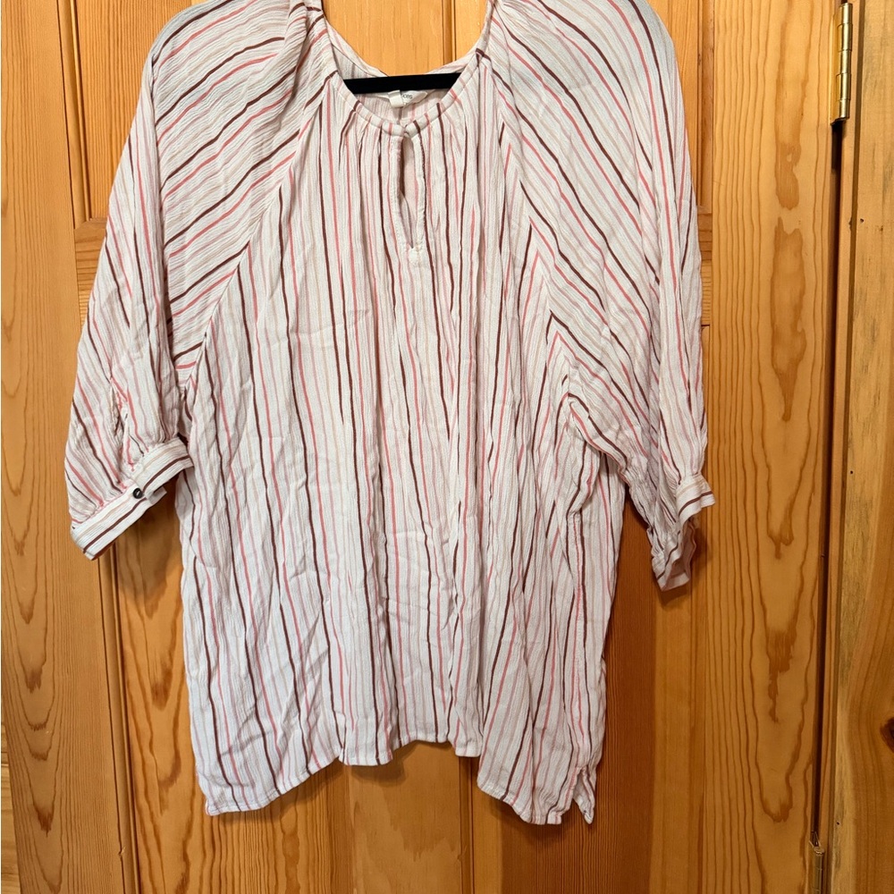 Maurices White Tunic Top with Red Stripes